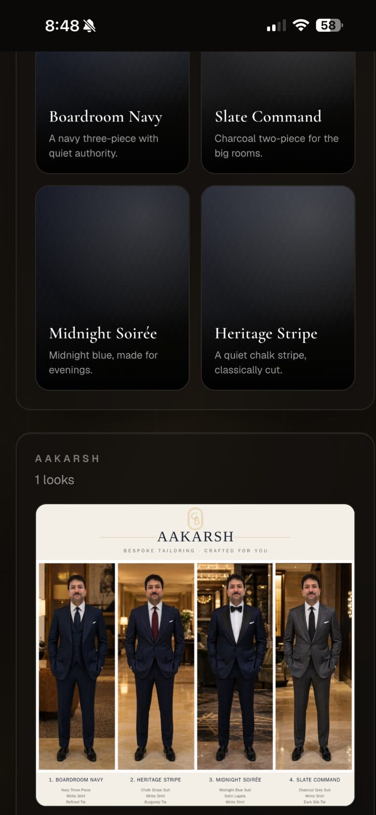Garrison Bespoke wardrobe looks screen